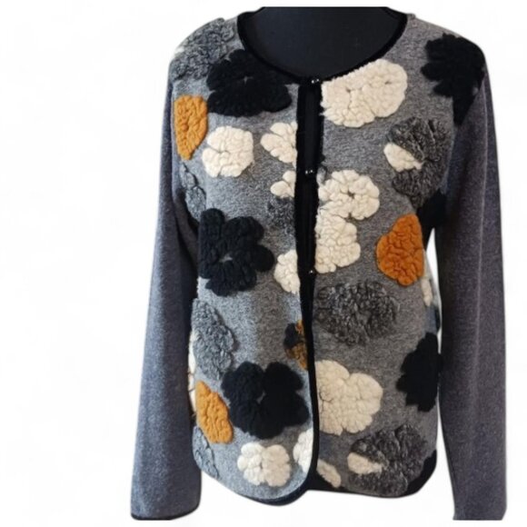 Vintage Y2K Preppy Trisha Tyler Floral Sherpa Style Button Up Cardigan S… - Picture 9 of 10